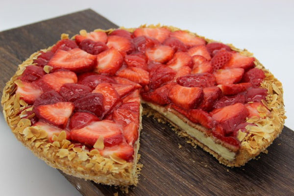 Afbeelding van Aardbeienvlaai op korstbodem